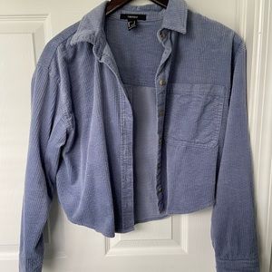 Light purple/grey corduroy cropped shacket
